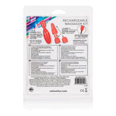 Rechargeable Massager Kit with Three Silicone Attachments and USB Charging in Coral Red Finger Stimulator